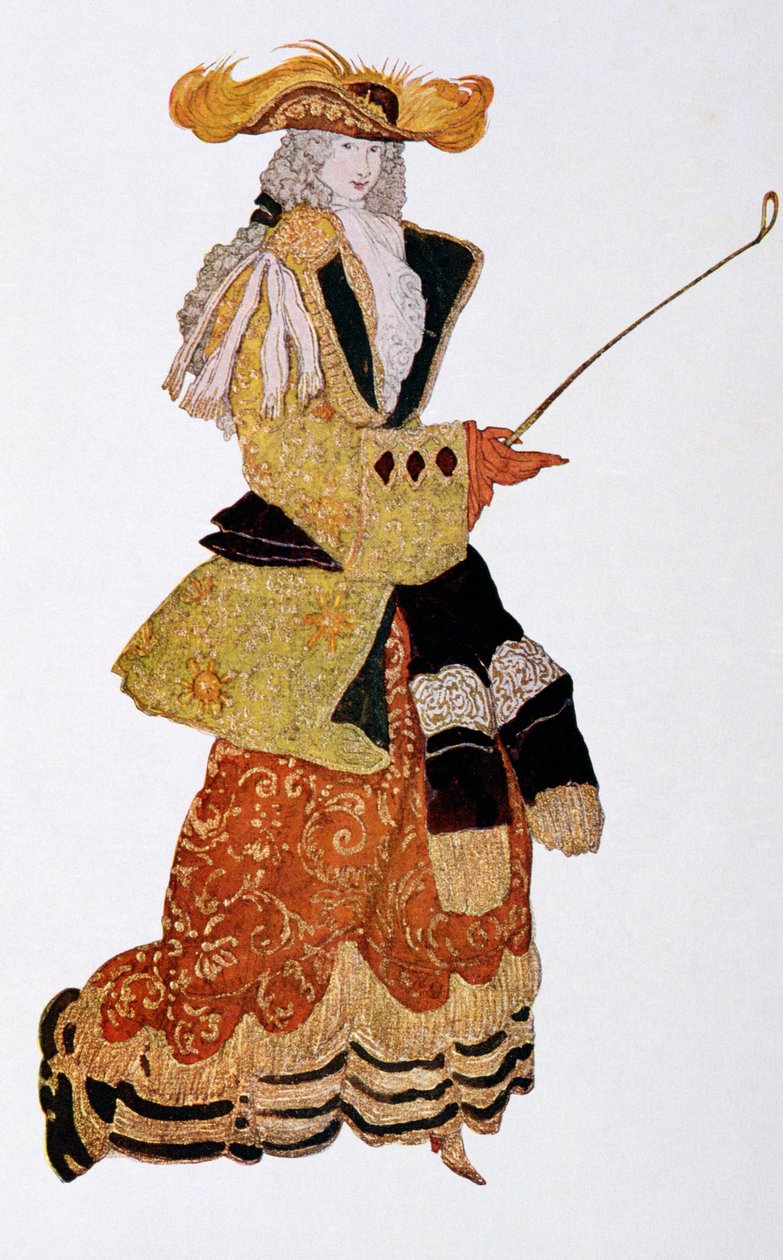 Jelmezterv a Marchioness Hunting számára, Csipkerózsika, 1921-ből alkotó: Leon Bakst