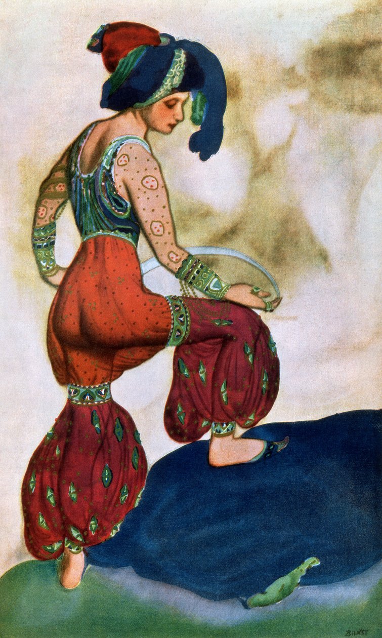 Jelmezterv a Vörös Szultánnak, Sheherazadból (színes litó) alkotó: Leon Bakst