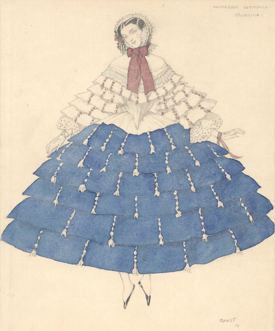 R. Schumann Karnevál című balettjének jelmezterve, 1910. alkotó: Leon Bakst