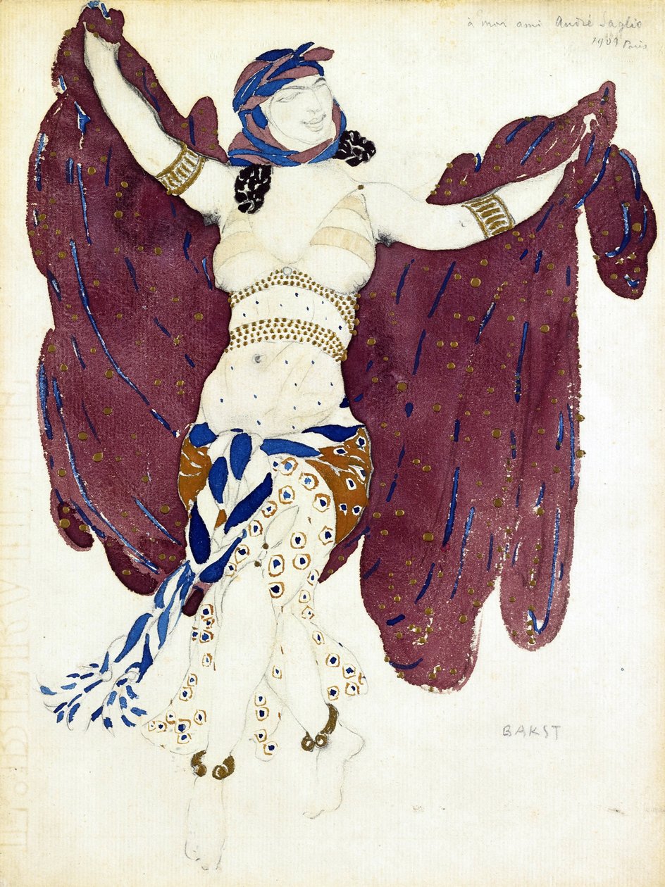Jelmeztervezés A. Arensky „Kleopátra” című balettjéhez alkotó: Leon Bakst