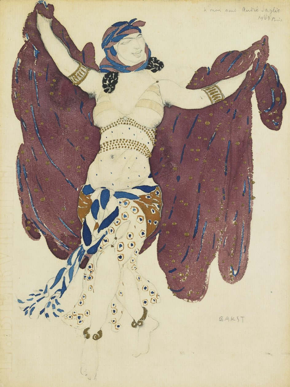 Jelmeztervezés A. Arensky Kleopátra című balettjéhez alkotó: Leon Bakst