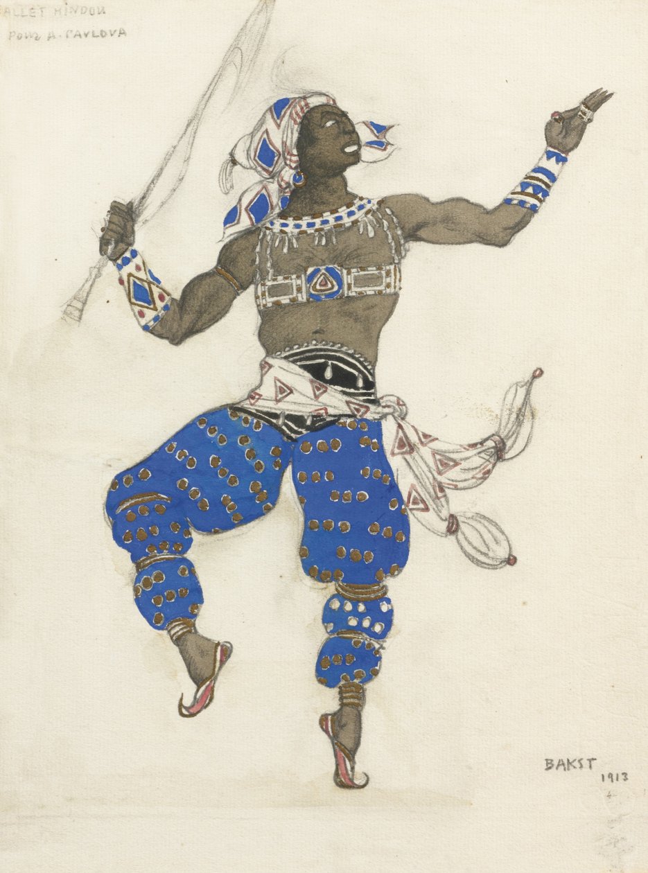 Jelmezterv az Oriental Fantasy Ballet Hindu baletthez, 1913 alkotó: Leon Bakst