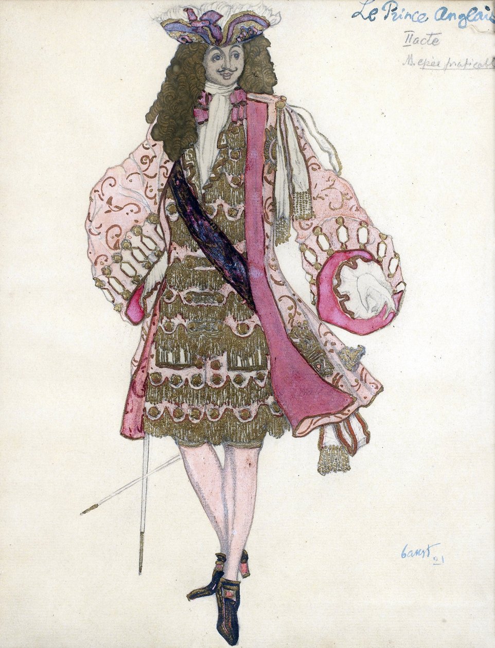 Jelmezterve P. Csajkovszkij Csipkerózsika című balettjéhez - Bakst, Leon (1866-1924) - 1921 - Akvarell, gouache papíron - 28x21 - Magángyűjtemény alkotó: Leon Bakst