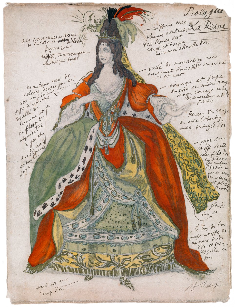 P. Csajkovszkij Csipkerózsika című balettjének jelmezterve, 1921 alkotó: Leon Bakst