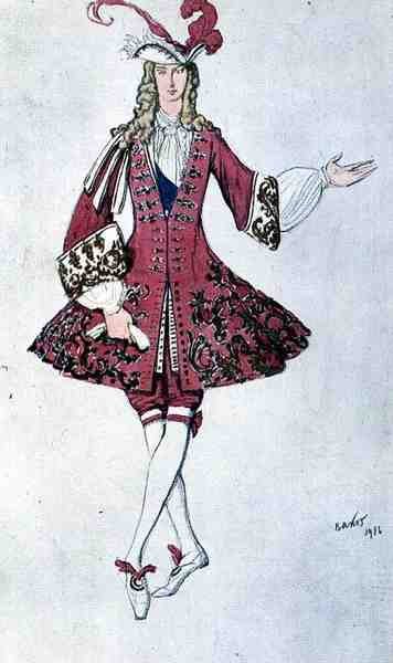 Jelmez egy oldalhoz, XIV. Lajos stílusában, az Aladdinból alkotó: Leon Bakst