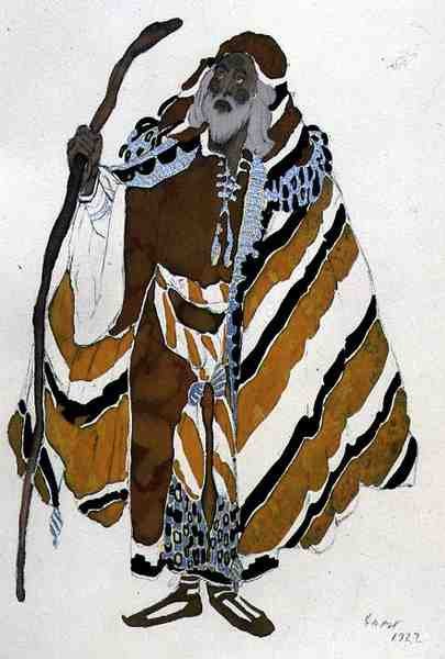 Jelmez az öreg sárga ruhában, Szent Sebestyén vértanújából alkotó: Leon Bakst