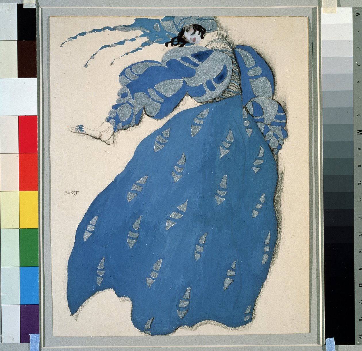 Jelmez a "Les dames de bonne humeur" (Nők jókedvben) című baletthez, Carlo Goldoni (1707-1793) rendezésében alkotó: Leon Bakst