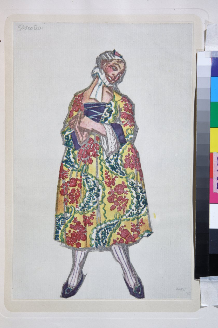 Jelmez a "jó hangulatú nők" című baletthez, Carlo Goldoni rendezésében alkotó: Leon Bakst