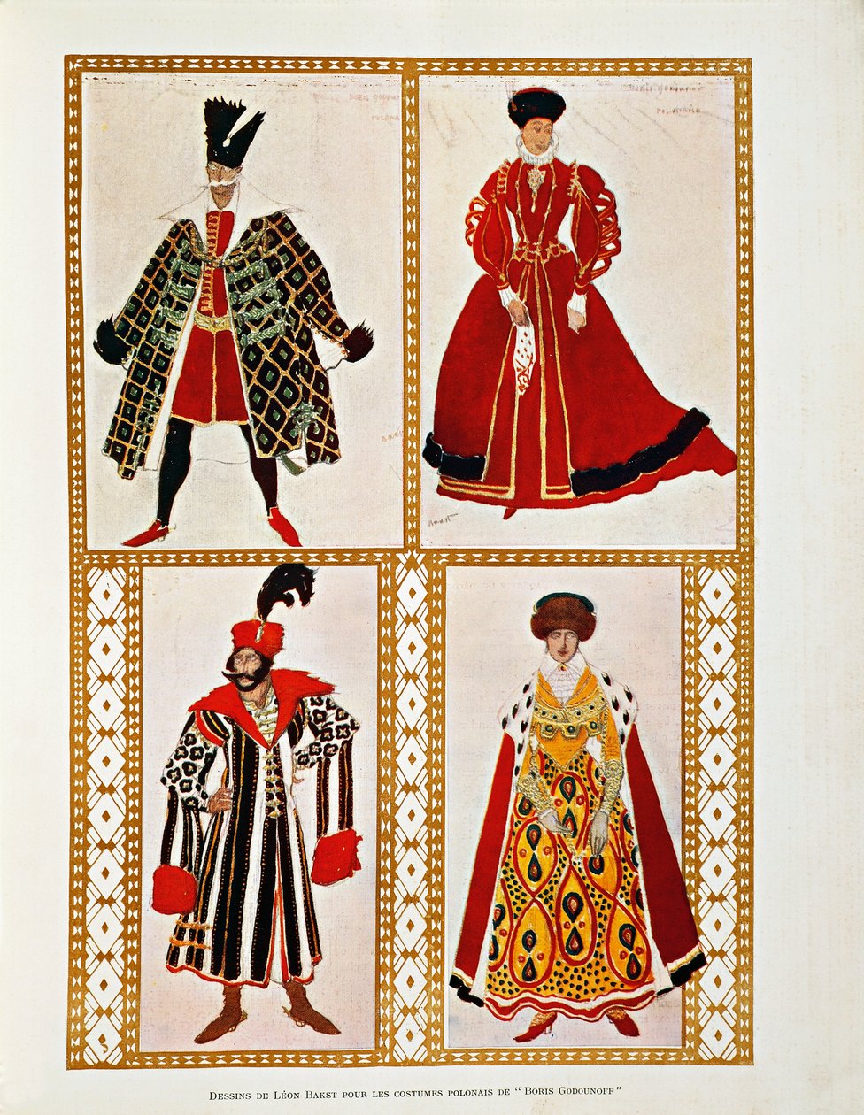 Jelmezek Modeszt Muszorgszkij Borisz Godunov polonézéhez (akvarell) alkotó: Leon Bakst