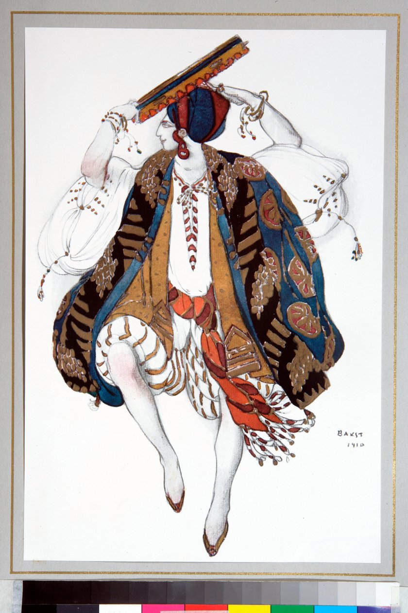 ""Zsidó táncos"" Jelmez, amelyet Leon Bakst (1866-1924) tervezett a Ballets Russes ""Cleopatre"" című balettjéhez alkotó: Leon Bakst