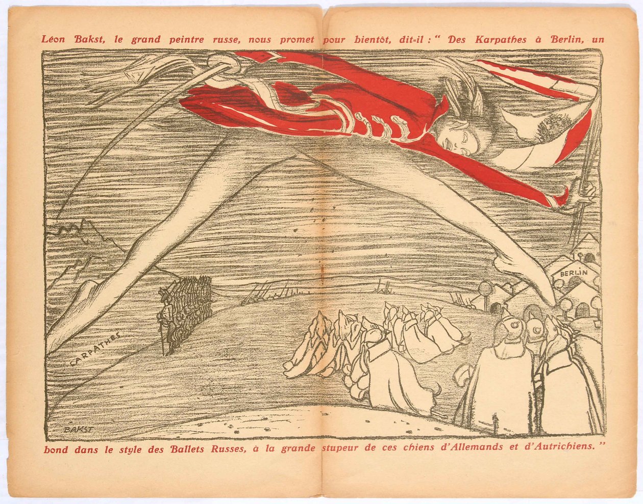 A Kárpátoktól Berlinig, ugrás az orosz balettek stílusában..., c. 1915. alkotó: Leon Bakst