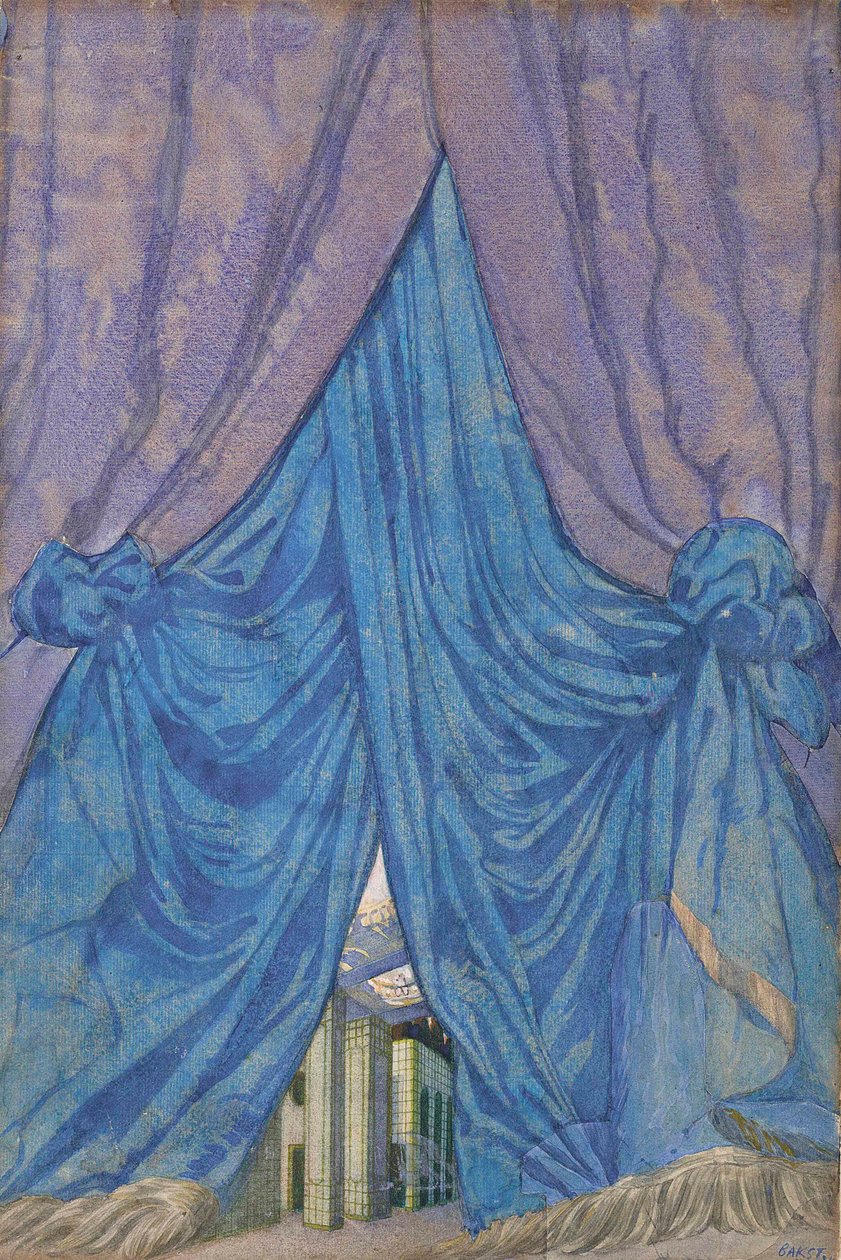 P. Csajkovszkij Csipkerózsika című balett függönyterve, 1921. alkotó: Leon Bakst