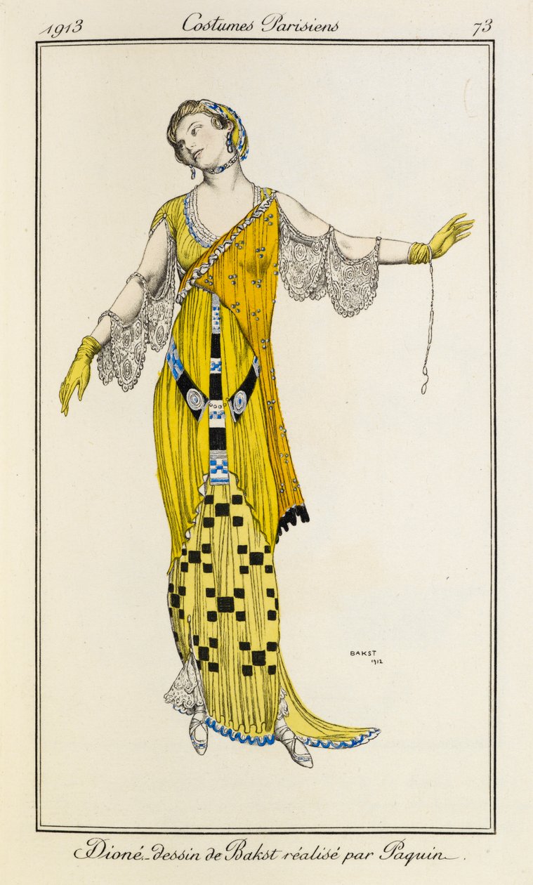 Dione, Bakst rajza, Jeanne Paquin. Párizsi jelmezek 73. sz alkotó: Leon Bakst
