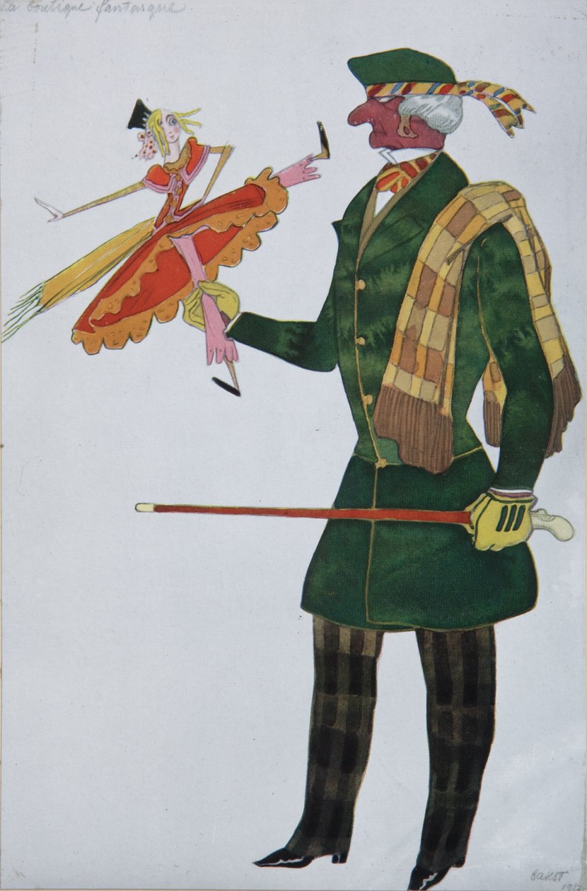 angol. Jelmezterv G. Rossini A varázsjátékbolt című baletthez, 1919 alkotó: Leon Bakst