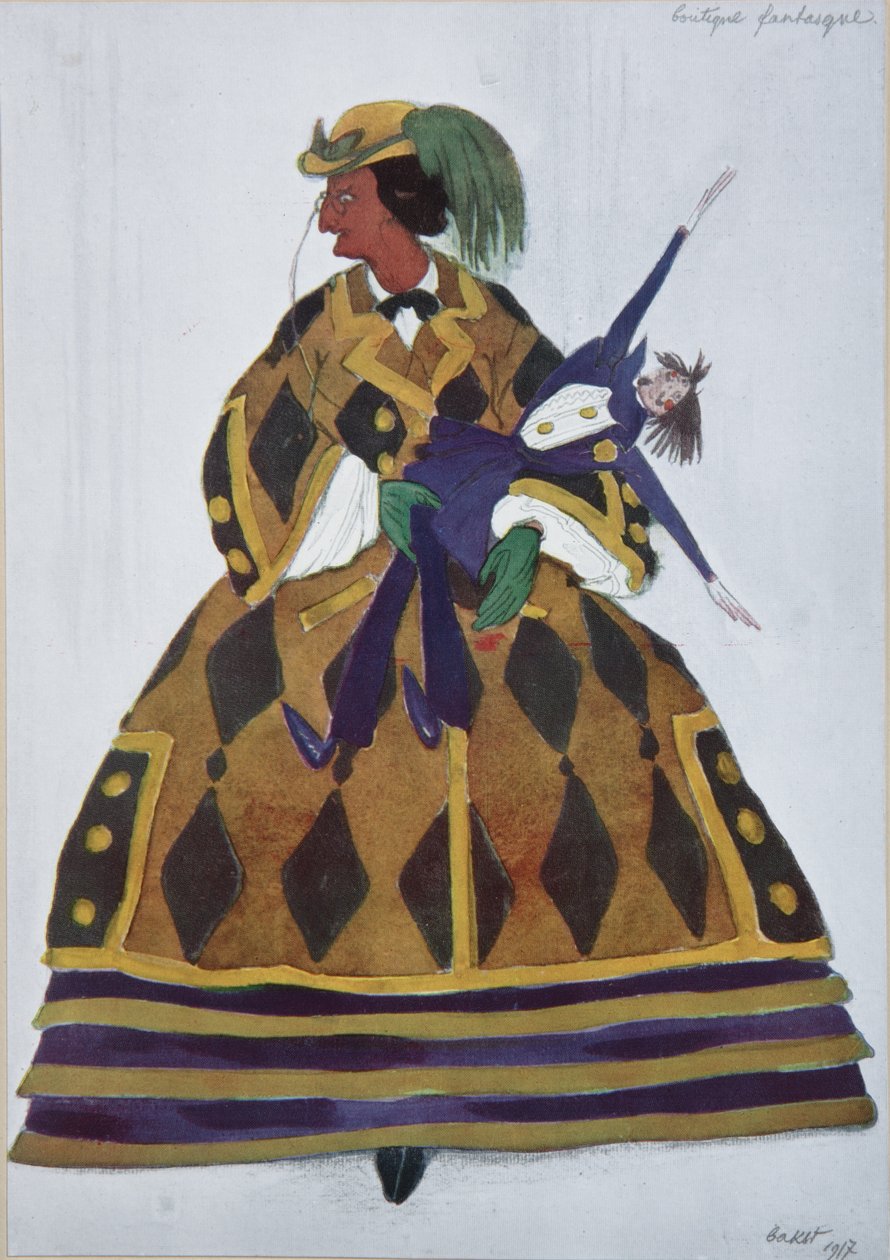 Angol nő. Jelmezterv G. Rossini A varázsjátékbolt című baletthez, 1919 alkotó: Leon Bakst