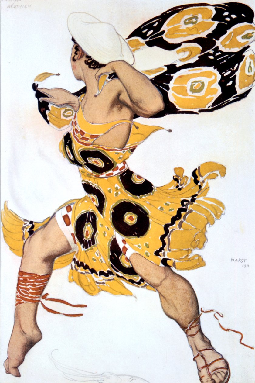 Ephebe, a Ballets Russes Tcherepnins Narcisse című produkciójának jelmezterve, 1911 alkotó: Leon Bakst