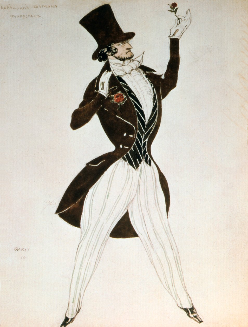 Florestan, a Robert Schumann által komponált Karnevál című balett jelmezének terve, 1919 alkotó: Leon Bakst