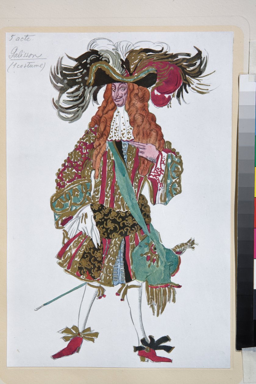 Galisson, Piotr Csajkovszkij Csipkerózsika című balettjének jelmeze - Leon Bakst (1866-1924) műve, litográfia 1921 - (Galisson, jelmez Csajkovszkij Csipkerózsika című balettjéhez, Leon Bakst, színes litográfia alkotó: Leon Bakst