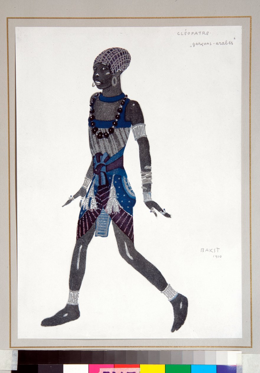 "Fiatal arab fiú" Jelmez, amelyet Leon Bakst (1866-1924) tervezett a Ballets Russes "Kleopátra" című balettjéhez alkotó: Leon Bakst