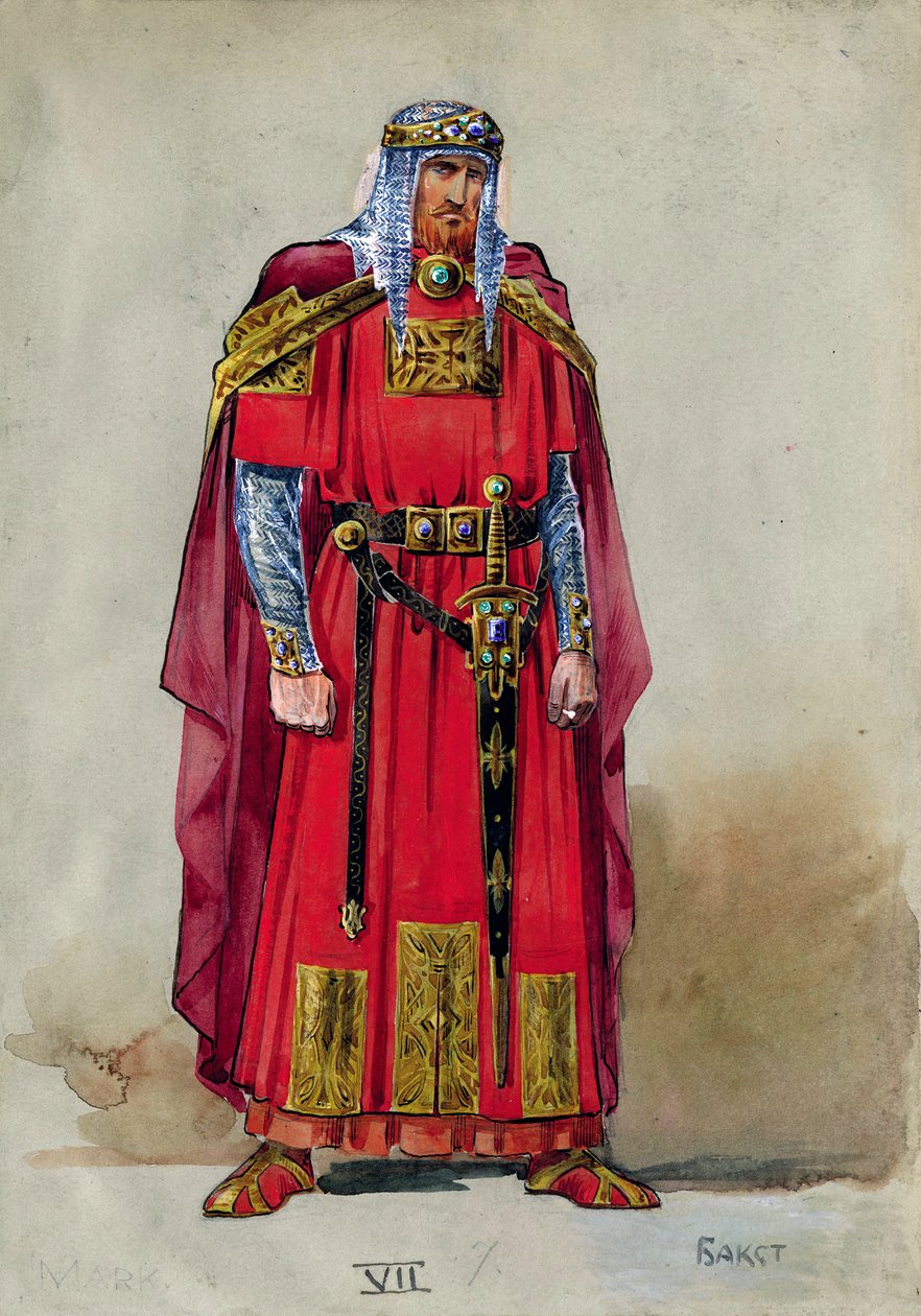 Középkori herceg. Jelmeztervezés alkotó: Leon Bakst