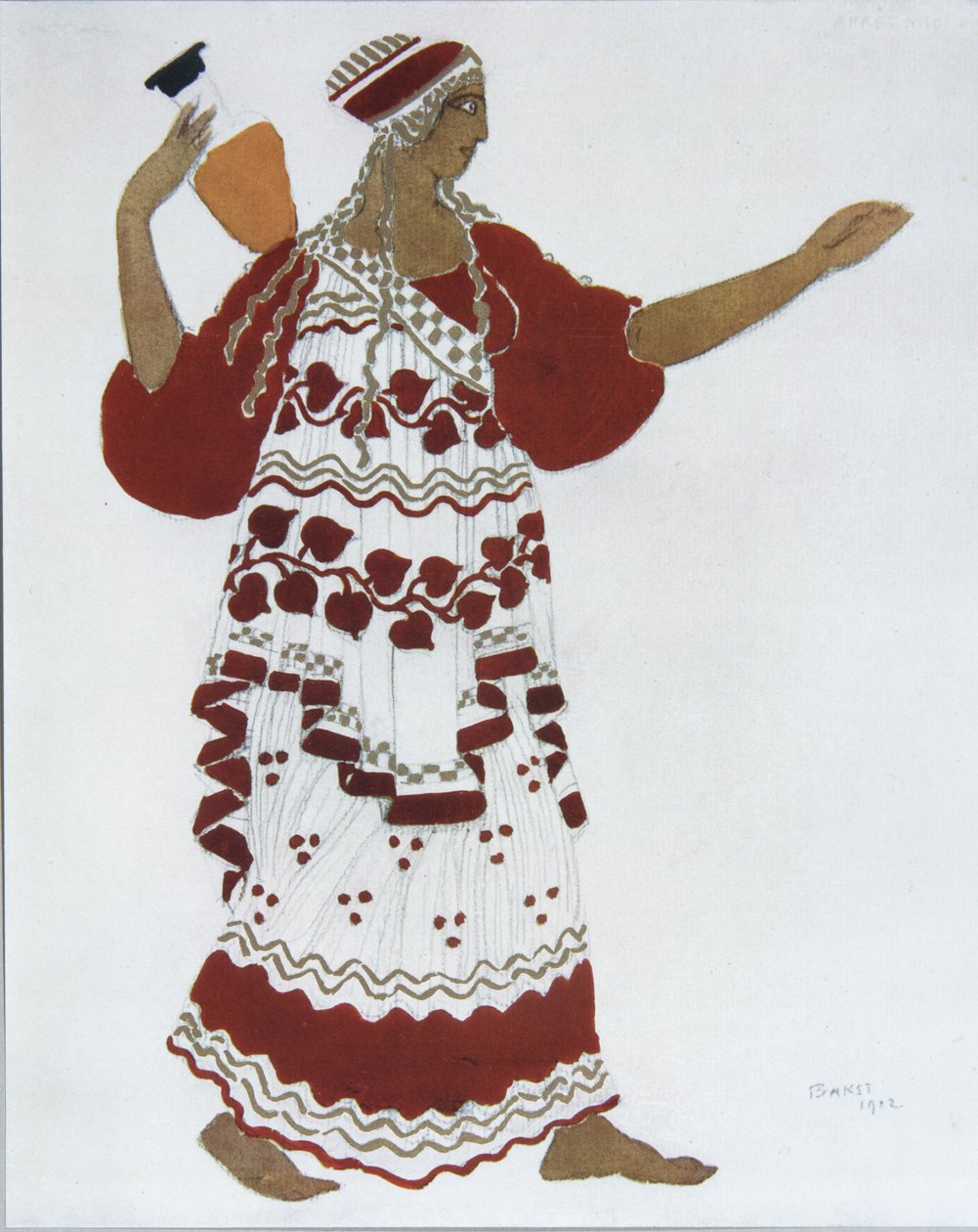 Nimfa. Jelmezterv C. Debussy Egy faun délutánja című balettjéhez, 1912 alkotó: Leon Bakst