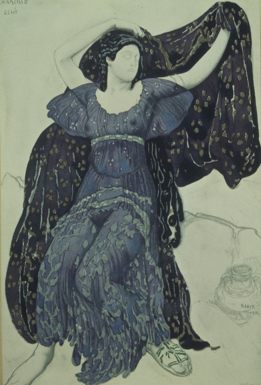 Nymph Echo. Jelmezterv N. Tcherepnin Narcisse című balettjéhez, 1911 alkotó: Leon Bakst