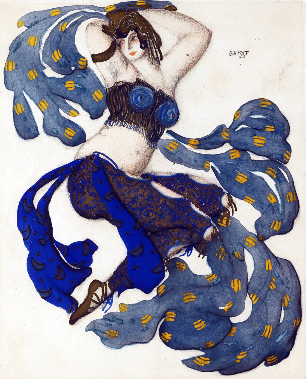 Odaliszk. Jelmezterv N. Rimszkij-Korszakov Seherezade című balettjéhez - Bakst, Leon (1866-1924) - 1910 - Akvarell, gouache papíron - 33x28 - Magángyűjtemény alkotó: Leon Bakst