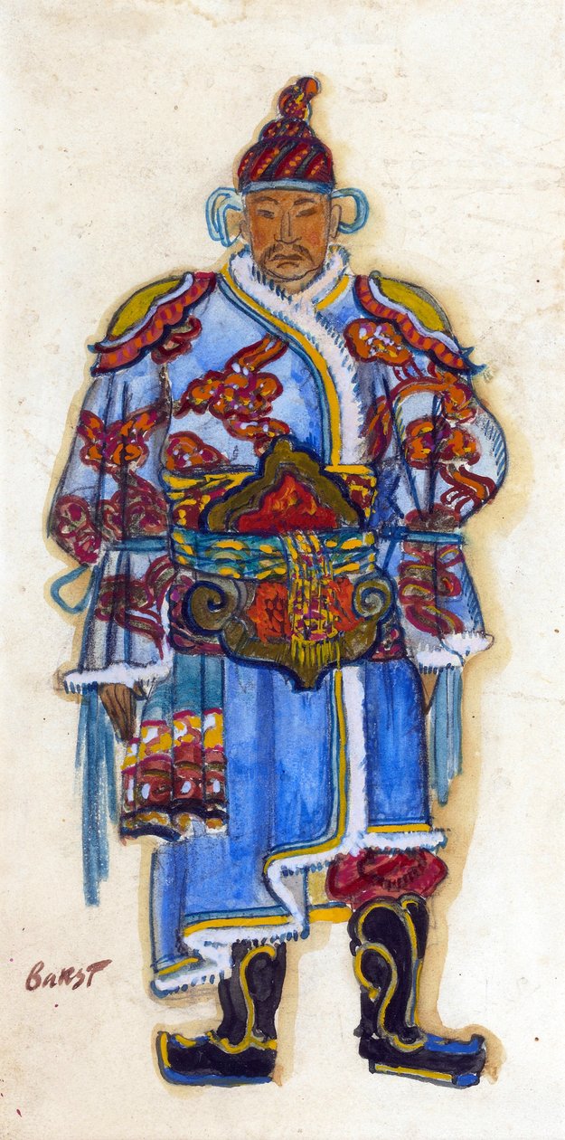Keleti jelmeztervezés (akvarell és gouache papíron) alkotó: Leon Bakst