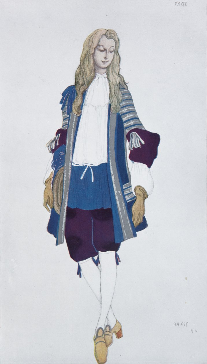 A hercegnő oldala. P. Csajkovszkij Csipkerózsika című balettjének jelmezterve, 1916 alkotó: Leon Bakst