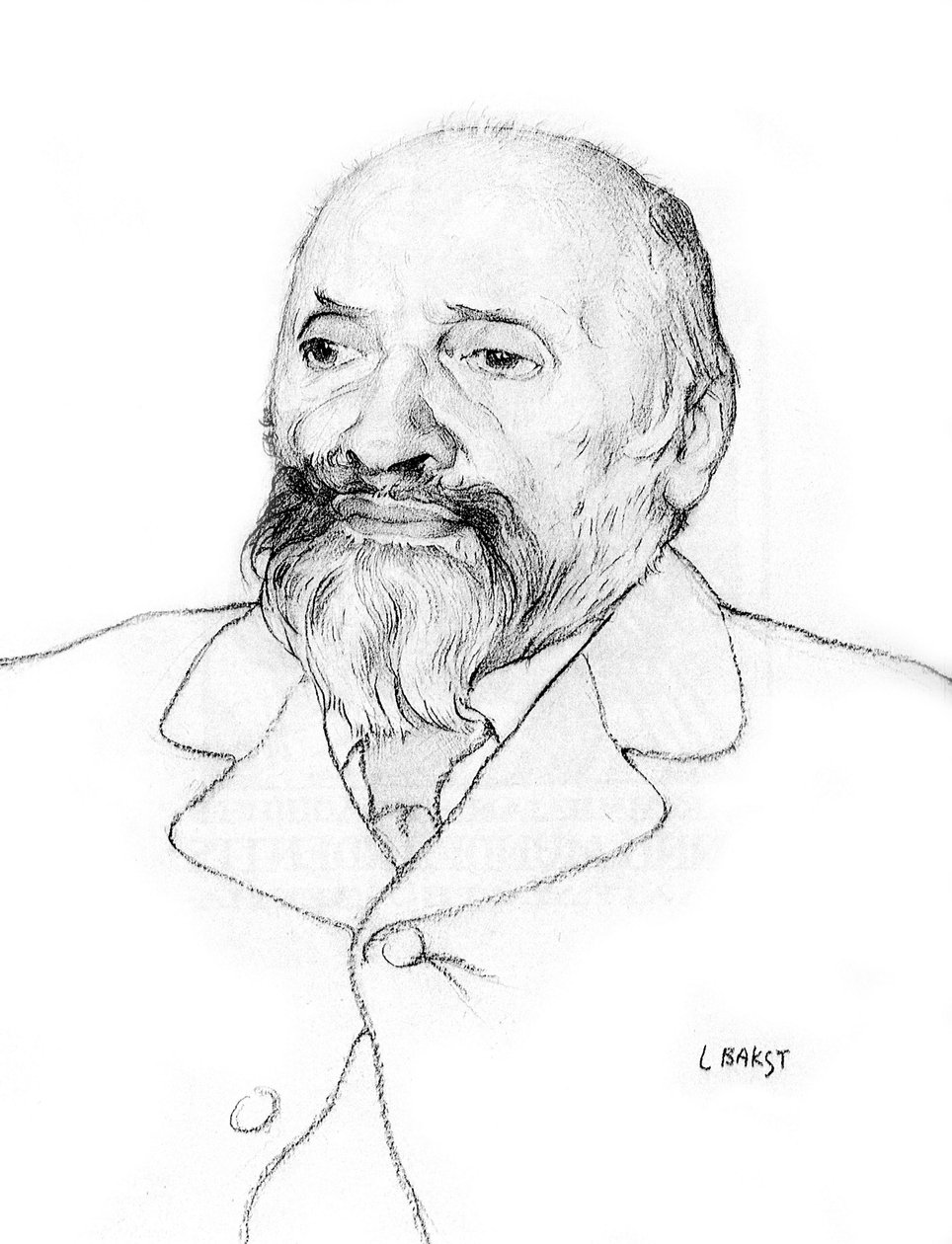 Mily Balakirev orosz zeneszerző portréja, 1907. alkotó: Leon Bakst