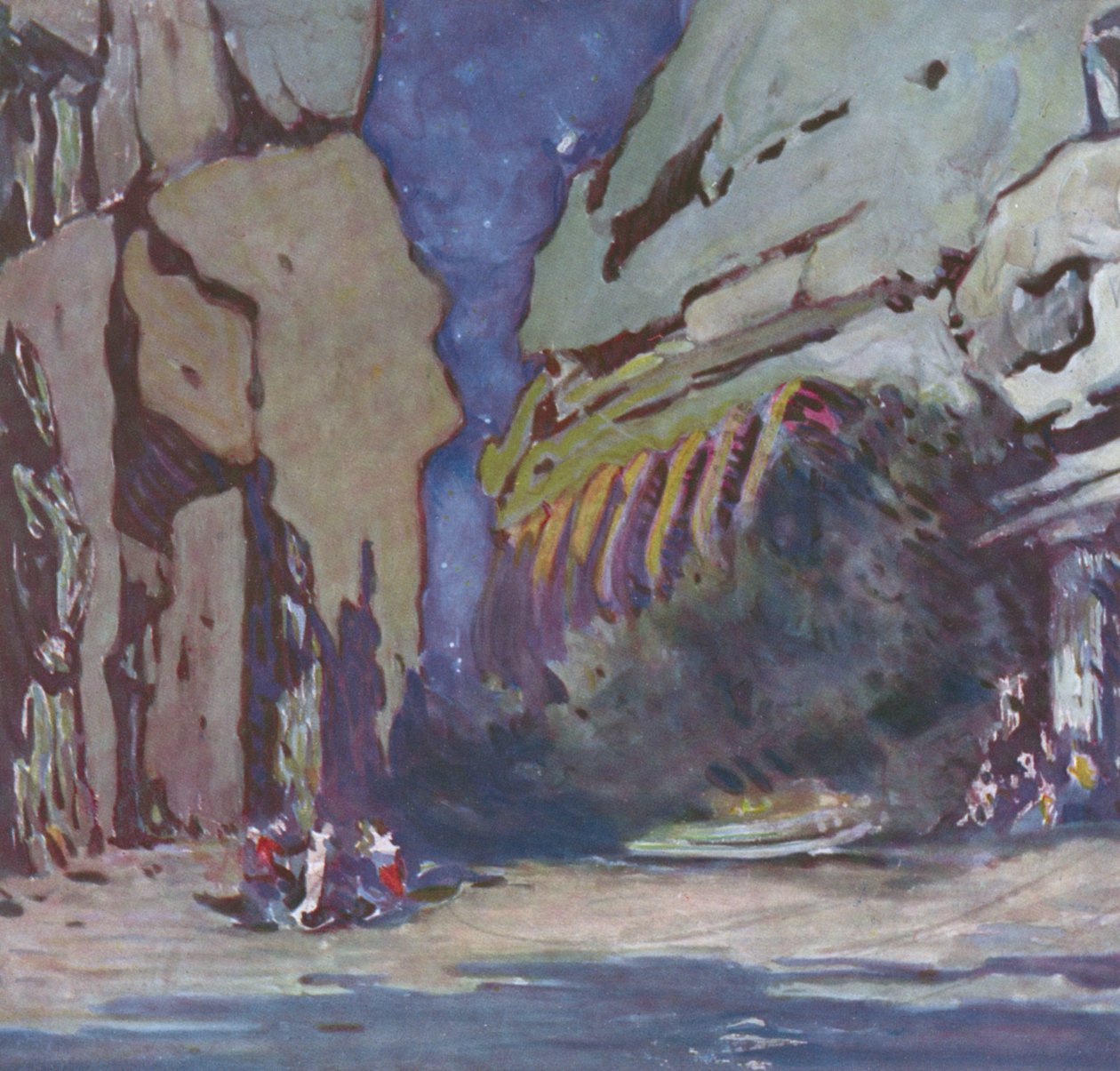 Díszlettervezés egy hindu baletthez, valószínűleg Le Dieu Bleu, 1911 alkotó: Leon Bakst