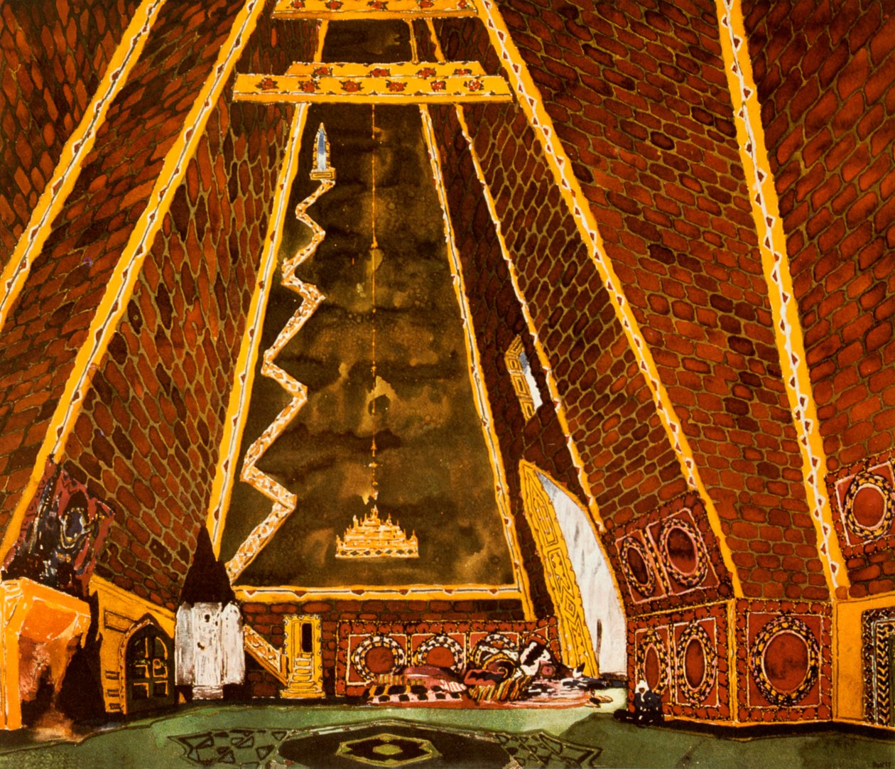 Thamar díszlete, Mily Balakirev balettje, 1912 alkotó: Leon Bakst