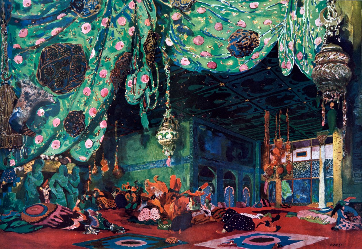 A Scheherazade balett díszlete, c1913 alkotó: Leon Bakst