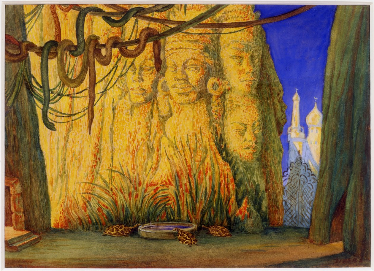 R. Hahn balettkék istenének színpadterve, 1911 alkotó: Leon Bakst