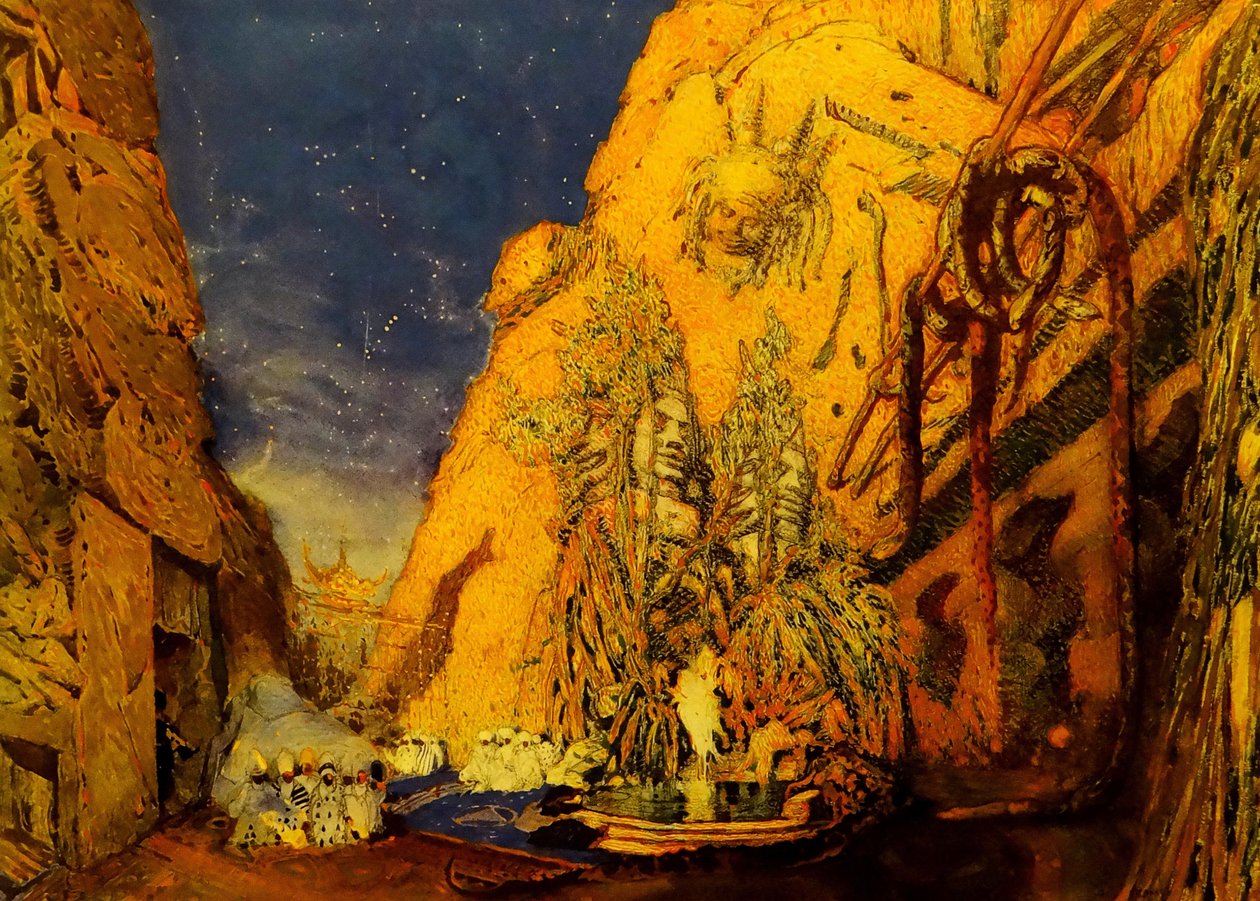 R. Hahn balettkék istenének színpadterve, 1911 alkotó: Leon Bakst