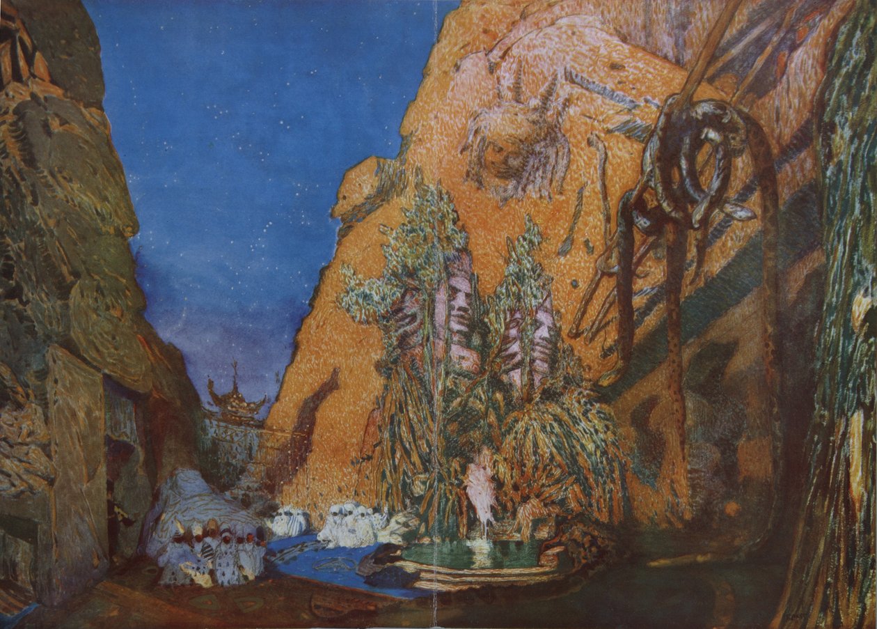 R. Hahn balettkék istenének színpadterve, 1912 alkotó: Leon Bakst