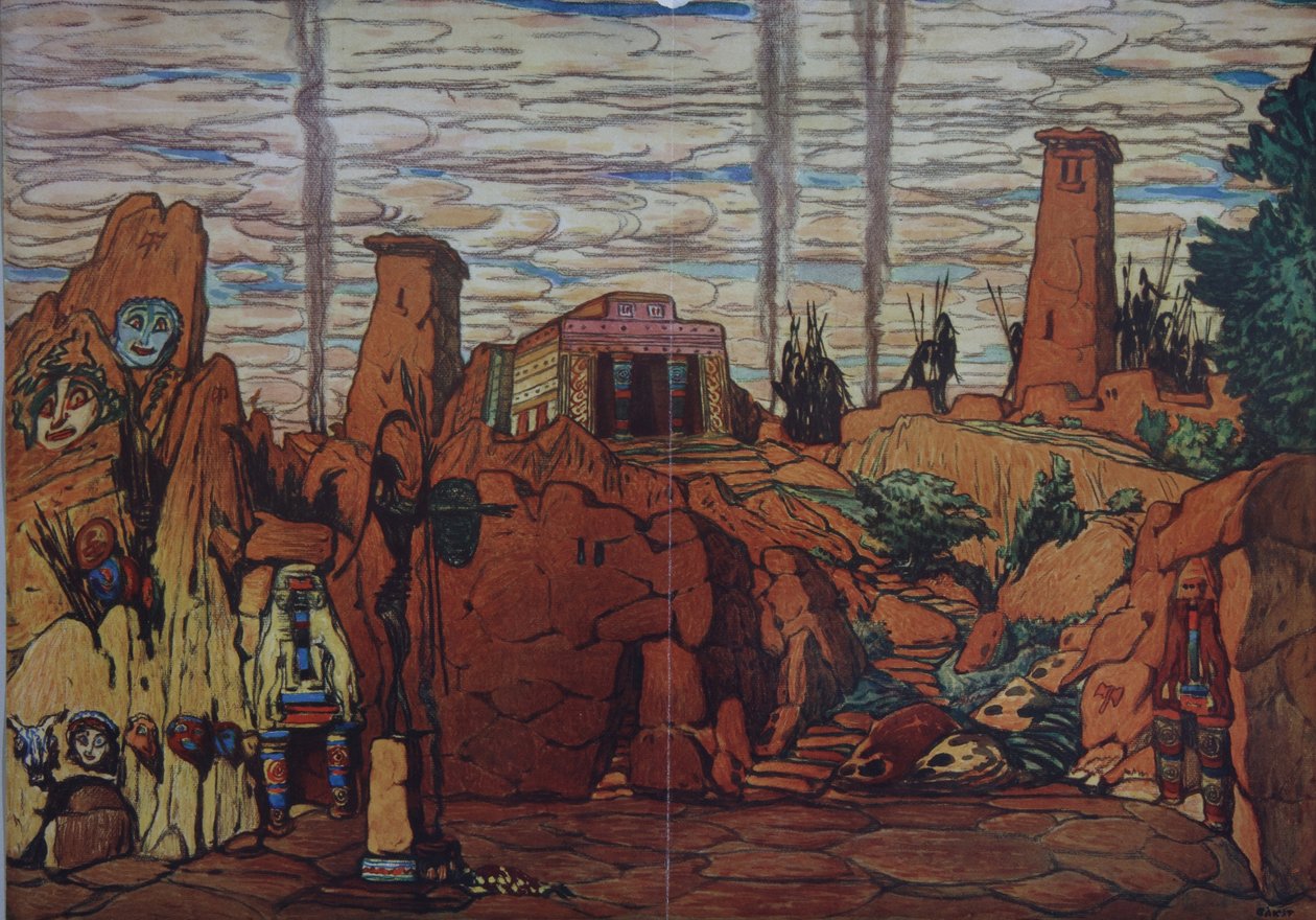 Színpadterve E. Verhaeren és D. de Séverac Hélène de Sparte című balettjéhez, 1912 alkotó: Leon Bakst