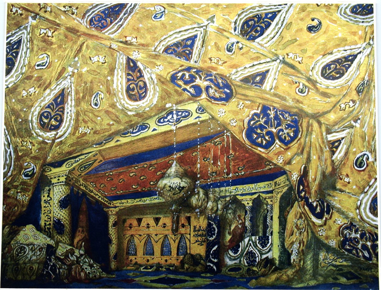 Színpadterv N. Rimszkij-Korszakov Seherezade című balettjéhez, 1910 alkotó: Leon Bakst