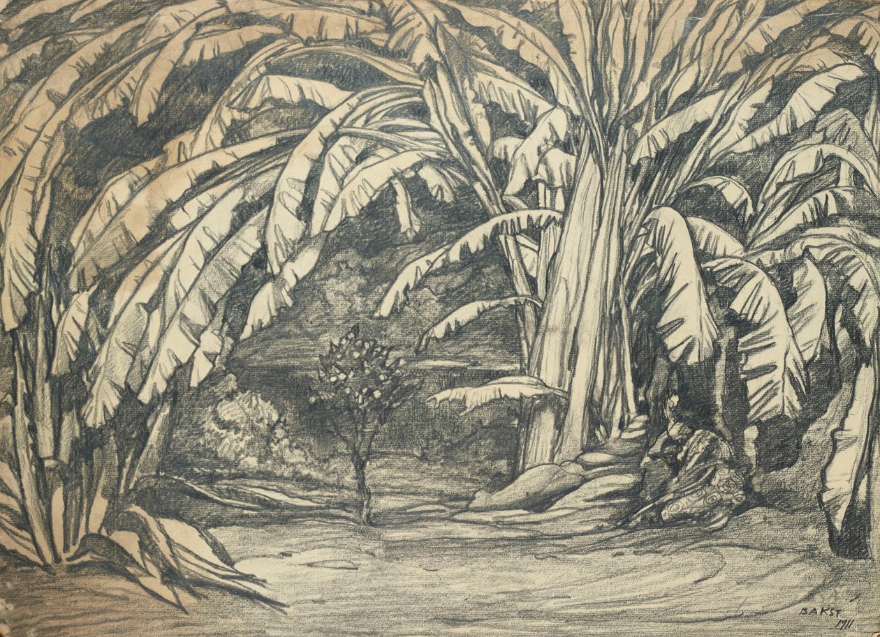 Színpadterv P. Csajkovszkij Csipkerózsika című balettjéhez, 1911. alkotó: Leon Bakst