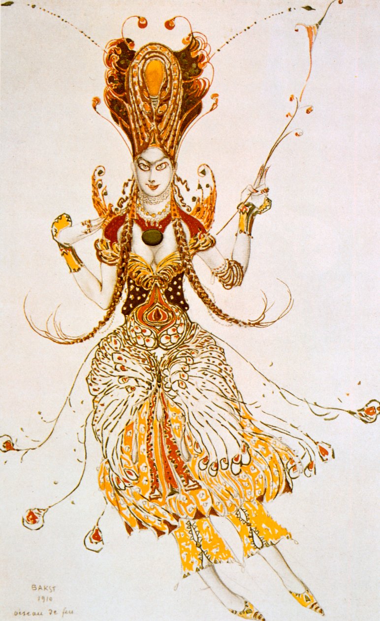 A Tűzmadár, a Sztravinszkij-balett, a Tűzmadár jelmezterve, 1910 alkotó: Leon Bakst