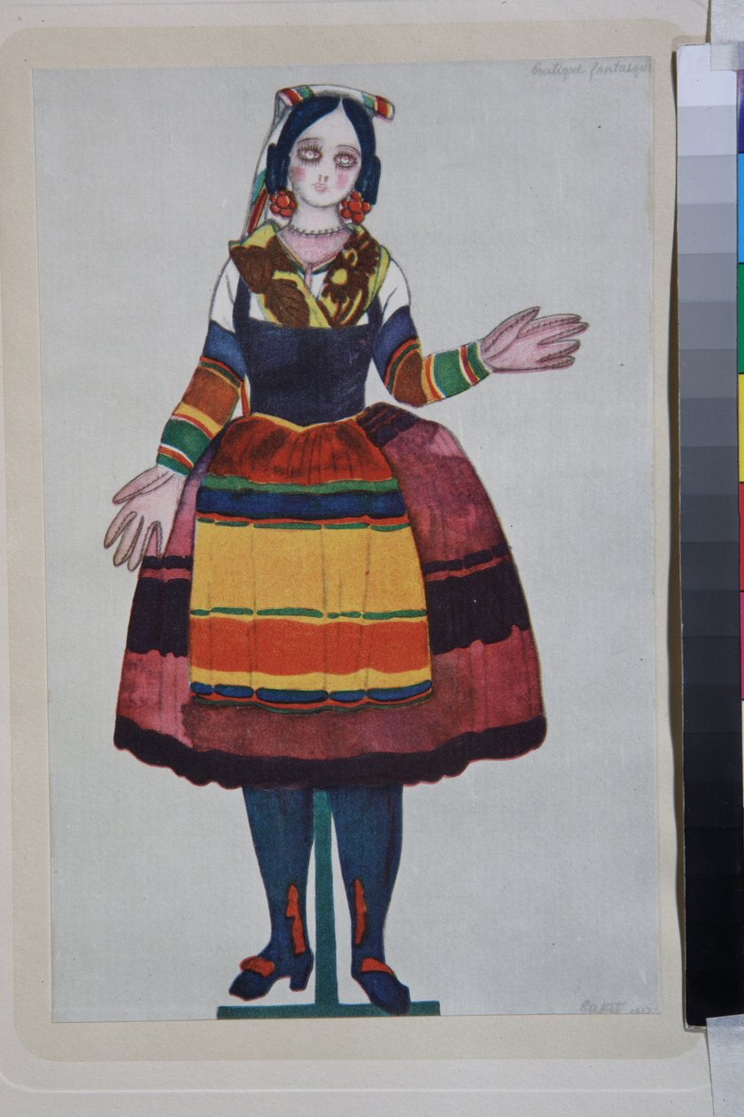 az olasz baba, a Gioachino Rossini által rendezett "La Boutique Fantasque" balett jelmeze alkotó: Leon Bakst