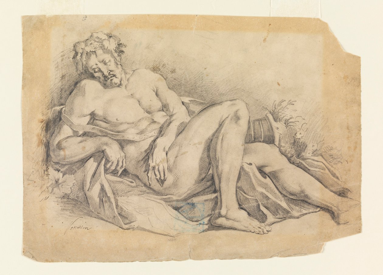 Rajz, Bacchus alszik (Poussin után), 1886-92 alkotó: Leon Dabo