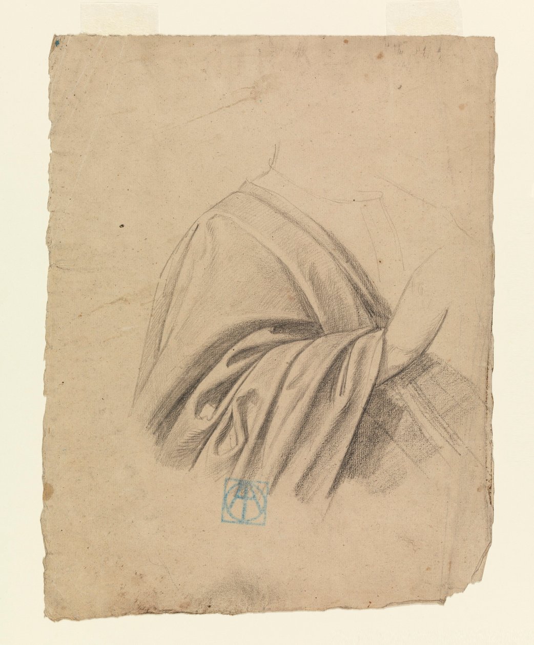 Rajz, Drapery tanulmány, 1886-92 alkotó: Leon Dabo