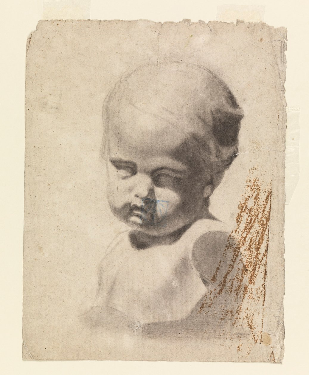Rajz, Gyermek mellszobor tanulmánya (gipszmintáról), 1881-92 alkotó: Leon Dabo