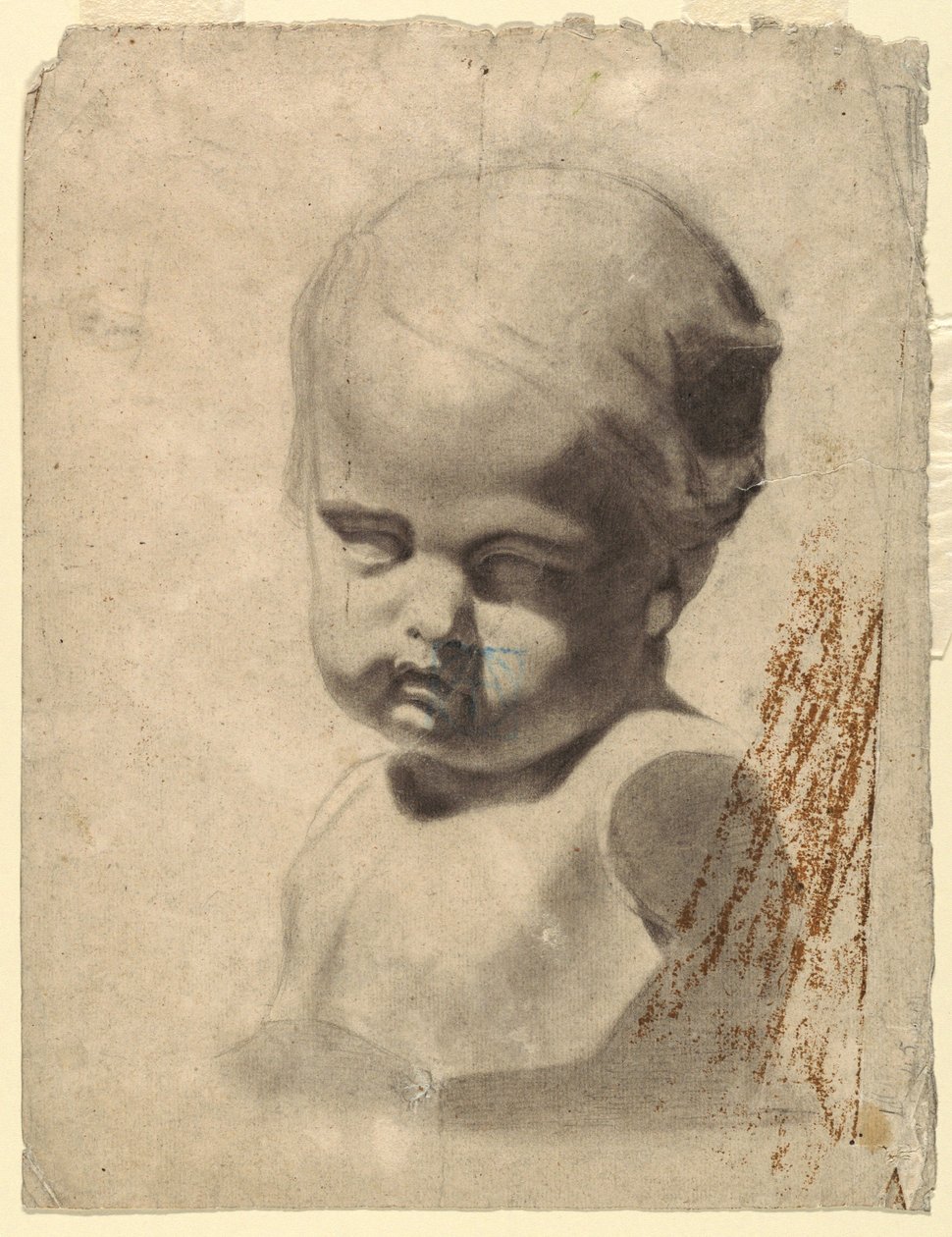 Rajz, Gyermek mellszobor tanulmánya (gipszmintáról), 1881-92 alkotó: Leon Dabo