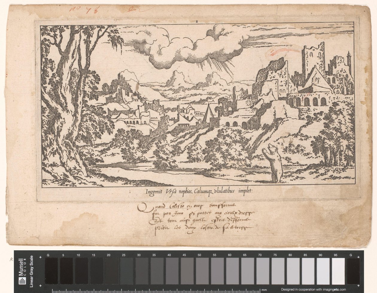 Callisto mint medve könyörög a Jupiterhez a romok táján Le Fable de Calisto (sorozat címe) Callisto mítosza (sorozat címe) alkotó: Leon Davent