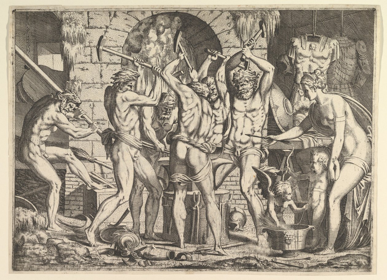 Vénusz Vulkán kovácsműhelyében, 1546-47. alkotó: Leon Davent