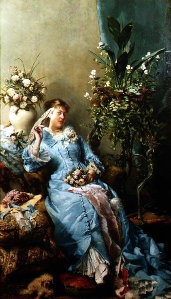 Hölgy legyezővel alkotó: Leon Henri Marie Frederic