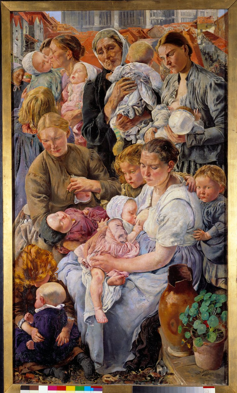 Szociálrealizmus: „” A munkás kora”” Leon Henri Frederic (1856-1940) triptichon jobb része (ec.belg) 1895 V. 1,63x0,94 m Párizs, Musee d