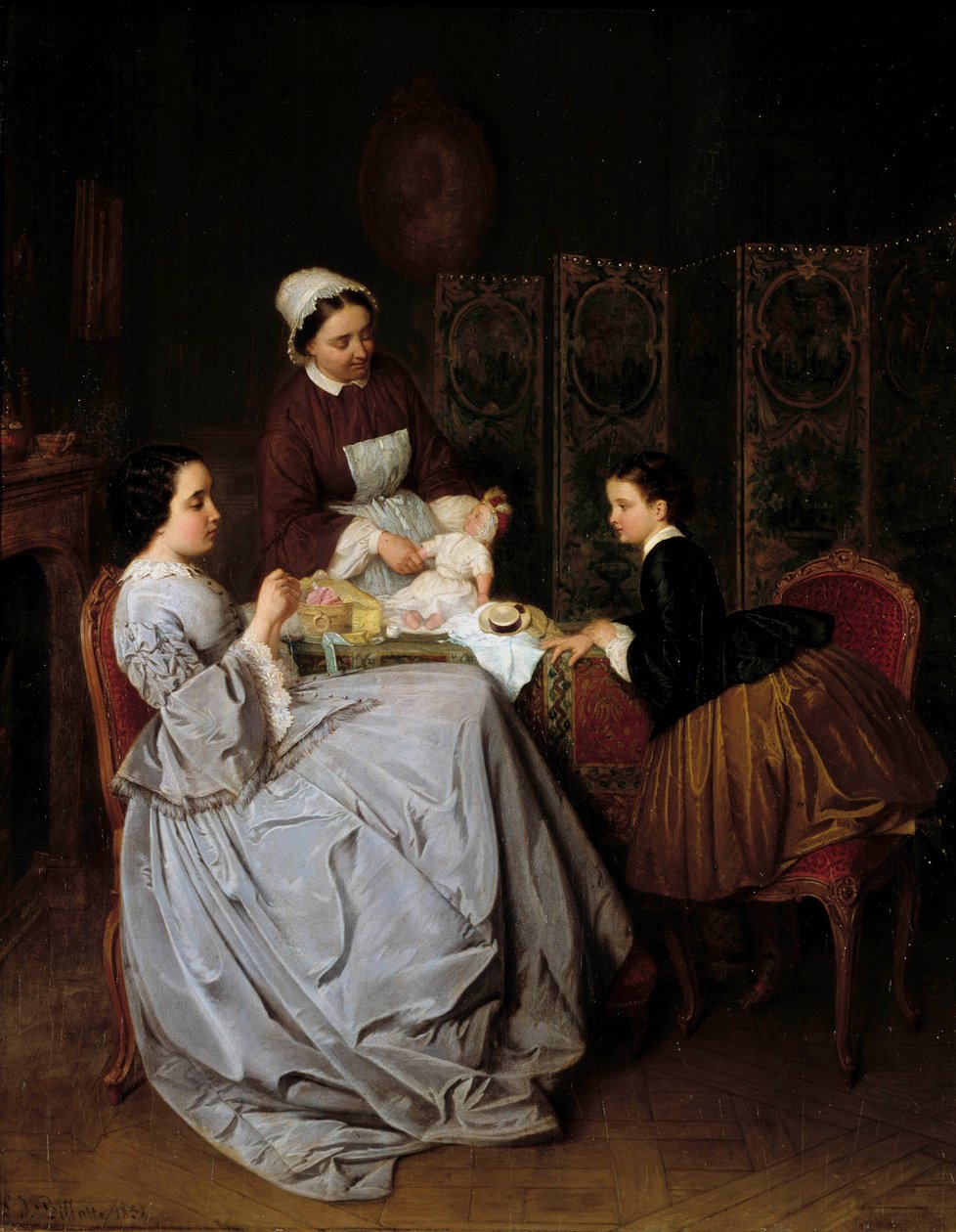 La couture festmény Leon Billotte (1815-1886) 19. századi magángyűjtemény alkotó: Leon Joseph Billotte